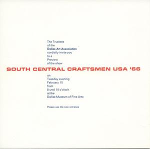[Invitation to a preview of the exhibition South Central Craftsmen USA '66]