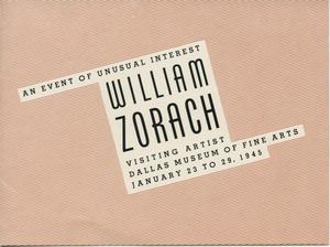 [Announcement for William Zorach: Sculpture and Watercolors exhibition]