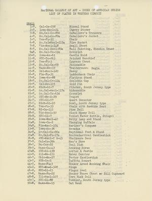 National Gallery of Art- Index of American Design, List of Plates in Western Circuit [Checklist]