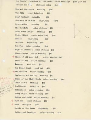 [Checklist for Ernest Freed: Prints exhibition]