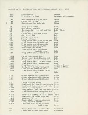Check List: Cotton from Both Hemispheres, 1953-1954