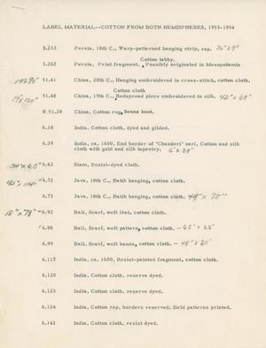 Primary view of Label Material- Cotton from Both Hemispheres, 1953-1954 [Label Text]