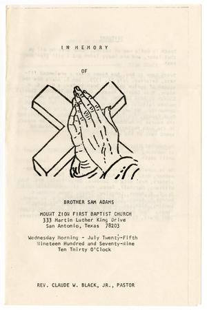 Primary view of [Funeral Program for Sam Adams, July 25, 1979]