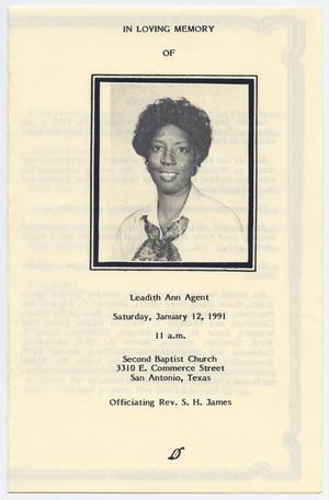[Funeral Program for Leadith Ann Agent, January 12, 1991]