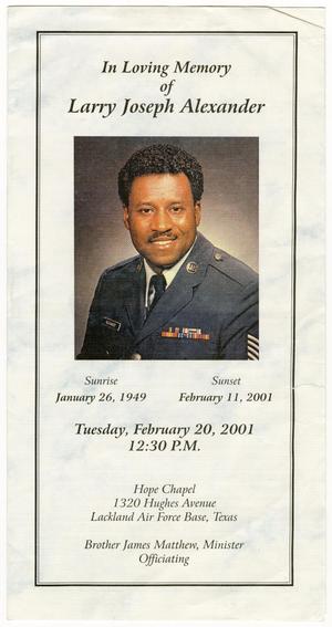Primary view of object titled '[Funeral Program for Larry Joseph Alexander, February 20, 2001]'.