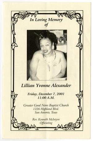 [Funeral Program for Lillian Yvonne Alexander, December 7, 2001]