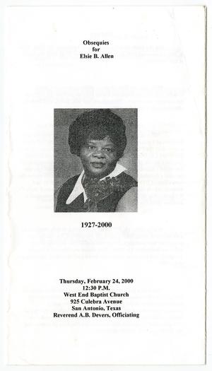 [Funeral Program for Elsie B. Allen, February 24, 2000]