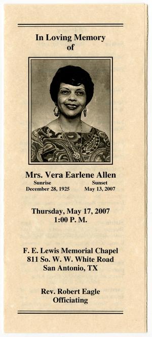 [Funeral Program for Vera Earlene Allen, May 17, 2007]