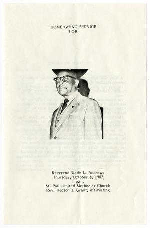[Funeral Program for Wade L. Andrews, October 8, 1987]