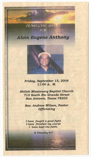 [Funeral Program for Alvin Eugene Anthony, September 15, 2006]