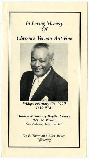 [Funeral Program for Clarence Vernon Antwine, February 26, 1999]