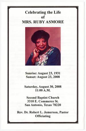 [Funeral Program for Mrs. Ruby Asmore, August 30, 2008]