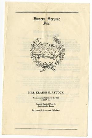 [Funeral Program for Elaine G. Aycock, December 31, 1980]