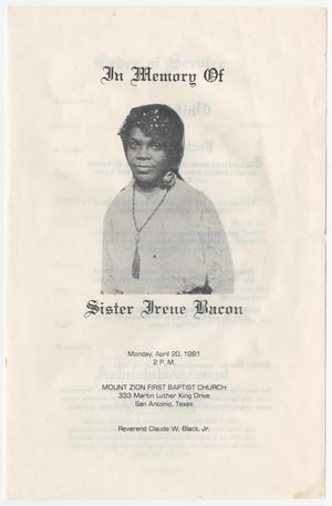 [Funeral Program for Irene Bacon, April 20, 1981]