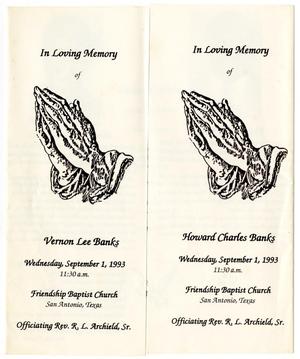 [Funeral Program for Howard Charles Banks and Vernon Lee Banks, September 1, 1993]