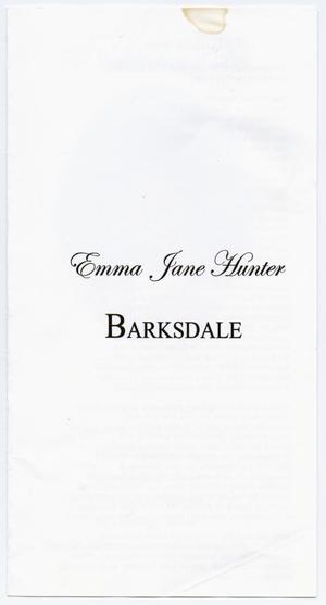 [Funeral Program for Emma Jane Hunter Barksdale, November 24, 2010]
