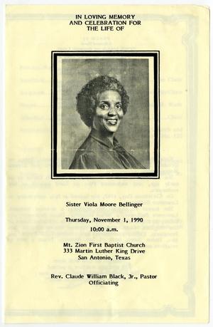 [Funeral Program for Viola Moore Bellinger, November 1, 1990]