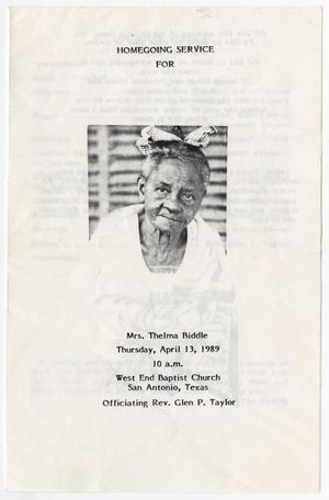 [Funeral Program for Thelma Biddle, April 13, 1989]