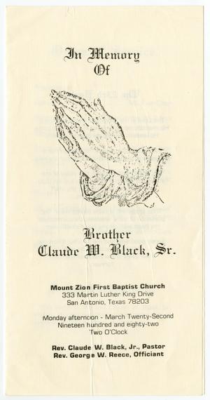 [Funeral Program for Claude W. Black, Sr., March 22, 1982]