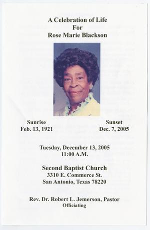 [Funeral Program for Rose Marie Blackson, December 13, 2005]