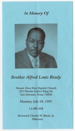 [Funeral Program for Alfred Louis Brady, July 28, 1997]