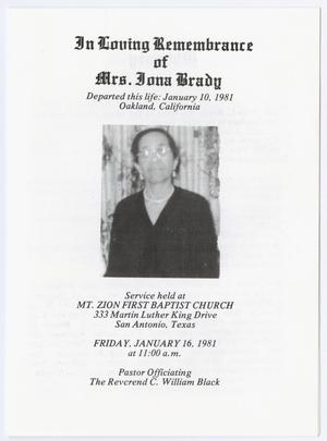 [Funeral Program for Iona Brady, January 16, 1981]