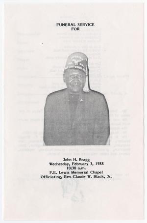 Primary view of object titled '[Funeral Program for John H. Bragg, February 3, 1988]'.