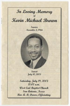 Primary view of object titled '[Funeral Program for Kevin Michael Brown, July 19, 2003]'.