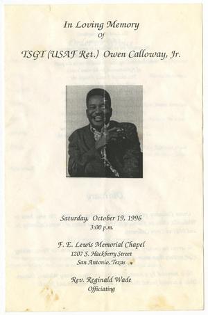 [Funeral Program for Owen Calloway, Jr., October 19, 1996]