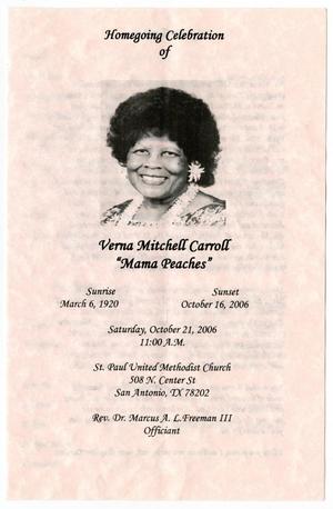 [Funeral Program for Verna Mitchell Carroll, October 21, 2006]