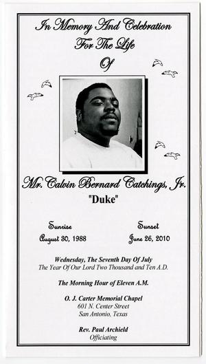 [Funeral Program for Calvin Catchings, Jr., July 7, 2010]
