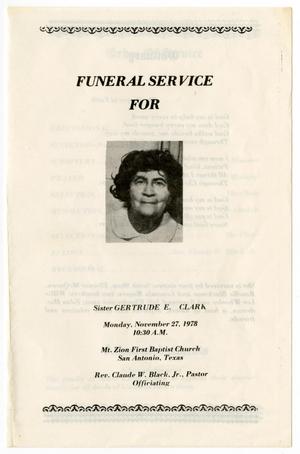 [Funeral Program for Gertrude Clark, November 27, 1978]