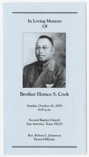 Primary view of object titled '[Funeral Program for Horace S. Cook, October 16, 2005]'.
