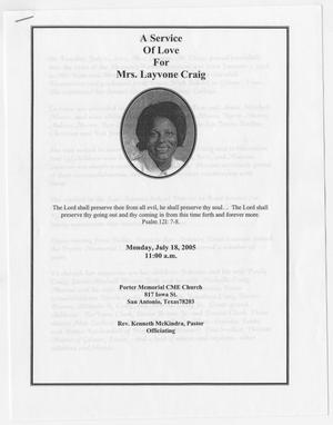 [Funeral Program for Layvone Craig, July 18, 2005]
