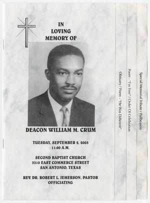 [Funeral Program for William M. Crum, September 2, 2003]