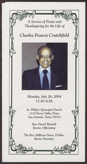 Primary view of object titled '[Funeral Program for Charles Francis Crutchfield, July 26, 2004]'.