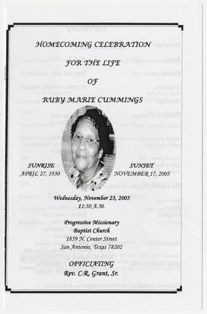 [Funeral Program for Ruby Marie Cummings, November 23, 2005]