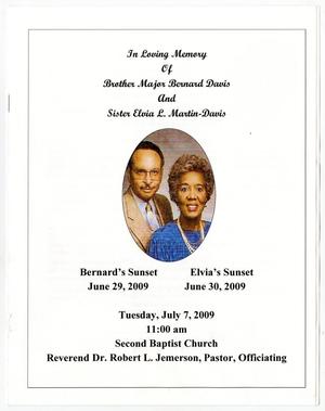 [Funeral Program for Bernard Davis and Elvia L. Martin-Davis, July 7, 2009]