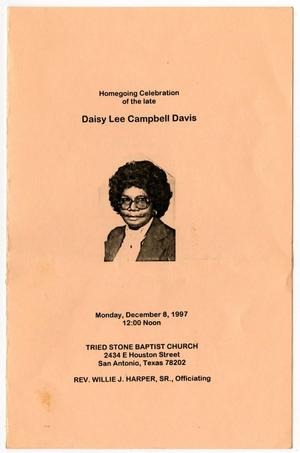 [Funeral Program for Daisy Lee Campbell Davis, December 8, 1997]
