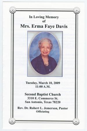 [Funeral Program for Mrs. Erma Faye Davis, March 10, 2009]