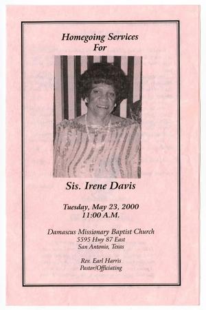 [Funeral Program for Irene Davis, May 23, 2000]