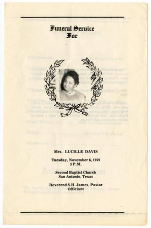 Primary view of [Funeral Program for Lucille Davis, November 6, 1979]