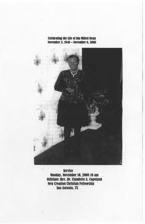 [Funeral Program for Ida Millett Dean, November 10, 2008]