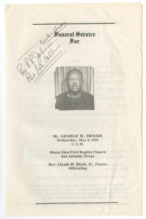 [Funeral Program for George W. Dennis, May 9, 1979]