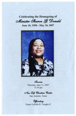 Primary view of object titled '[Funeral Program for Sharon G. Donald, May 31, 2007]'.