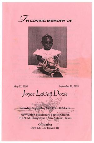 [Funeral Program for Joyce LaGail Doxie, September 16, 1995]