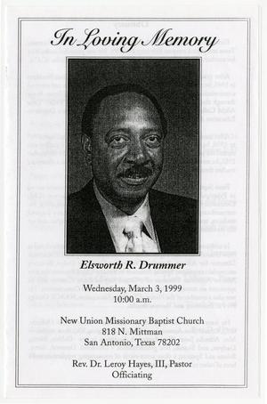 Primary view of object titled '[Funeral Program for Elsworth R. Drummer, March 3, 1999]'.