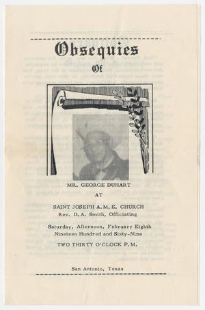 [Funeral Program for George Duhart, February 8, 1969]