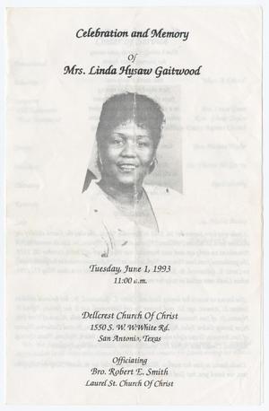 [Funeral Program for Linda Hysaw Gaitwood, June 1, 1993]