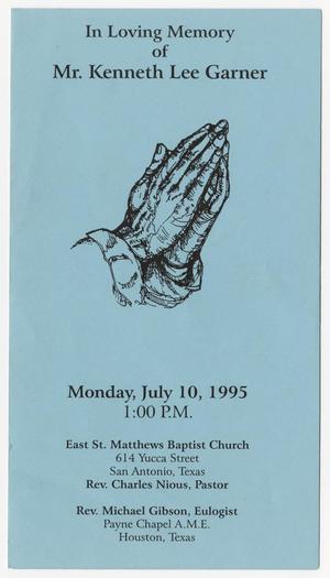 [Funeral Program for Kenneth Lee Garner, July 10, 1995]